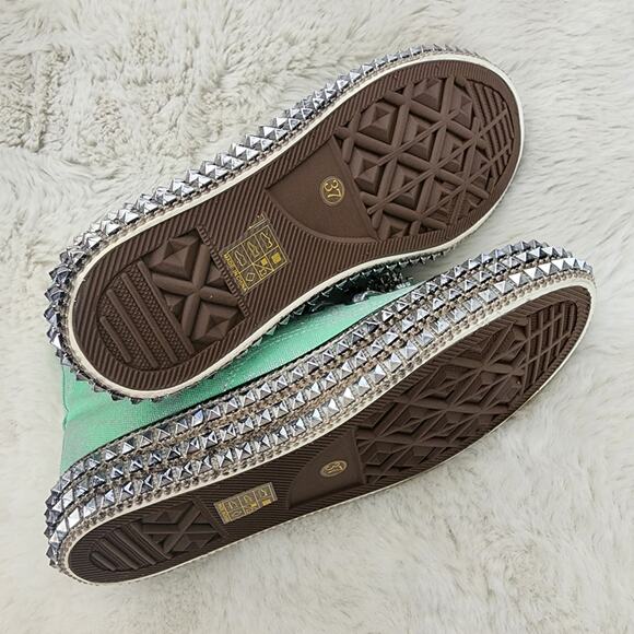 NEW Nan-Ku Couture Free People Cruise Studded Spring Mint Green High Top Sneaker - Picture 10 of 13